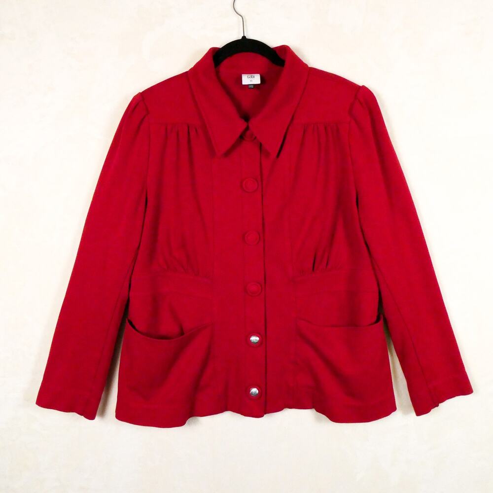 CAbi Red Spencer Jacket Size XL Paprika Academia Steampunk Structured Snap Front